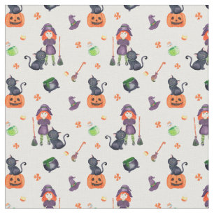 Halloween Little Hexe, Black Cat und Pumpkin Niedl Stoff