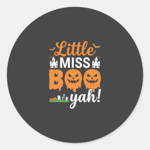 Halloween Little Miss Boo Yah Kürbisdesign_1 Runder Aufkleber