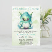 Halloween Little Monster Boy Baby Shower Einladung (Stehend Vorderseite)