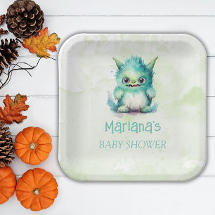 Halloween Little Monster Boy Baby Shower Pappteller