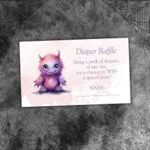 Halloween Little Monster Girl Diaper Raffle Ticket