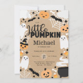 Halloween Little Pumpkin Ghost Birthday Party Einladung (Vorderseite)