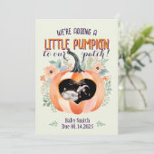 Halloween Little Pumpkin Patch Pregnancy Reveal Ankündigung (Stehend Vorderseite)