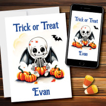 Halloween Little Skeleton Bats Trick oder Trete