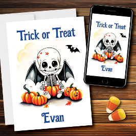 Halloween Little Skeleton Bats Trick oder Trete Karte