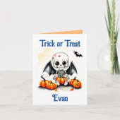 Halloween Little Skeleton Bats Trick oder Trete Karte (Vorderseite)