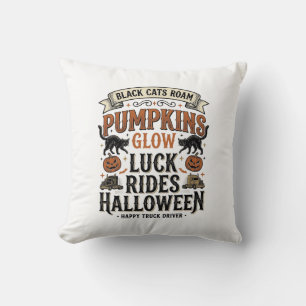 Halloween-LKW-Fahrer-Shirt mit schwarzen Katzen un Kissen