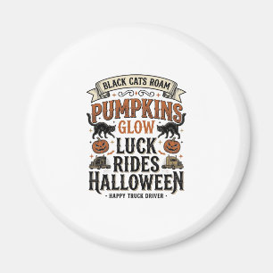 Halloween-LKW-Fahrer-Shirt mit schwarzen Katzen un Magnet