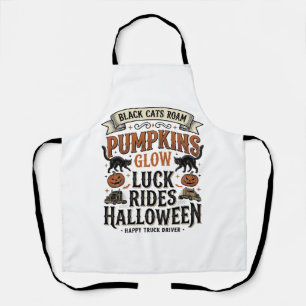 Halloween-LKW-Fahrer-Shirt mit schwarzen Katzen un Schürze