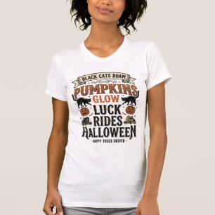 Halloween-LKW-Fahrer-Shirt mit schwarzen Katzen un T-Shirt