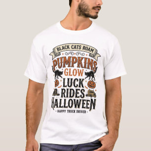 Halloween-LKW-Fahrer-Shirt mit schwarzen Katzen un T-Shirt
