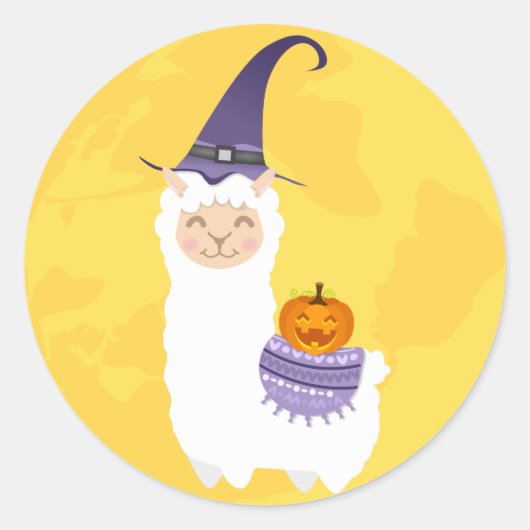 Halloween Llama Runder Aufkleber (Vorderseite)