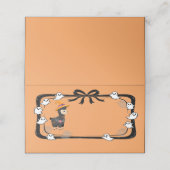 Halloween Llama Wearing Witch Hat Orange Platzkarte (Außenseite Aufgefaltet)