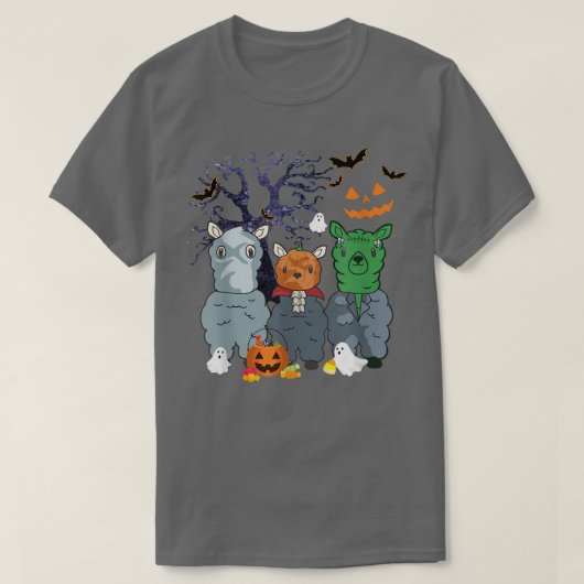 Halloween Llama Witwe Beängstigendes Halloween-Kos T-Shirt (Design vorne)