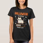 Halloween Loading Bitte warte lustig schwarze Katz T-Shirt (Vorderseite)