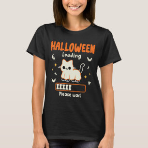 Halloween Loading Bitte warte lustig schwarze Katz T-Shirt