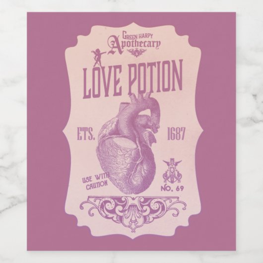 Halloween Love Potion Weinetikett (Einzelnes Label)