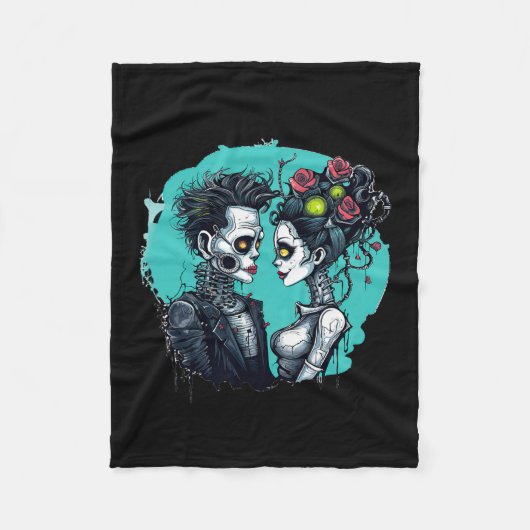 Halloween Lovers Frankenstein Skeleton Fleecedecke (Vorderseite)