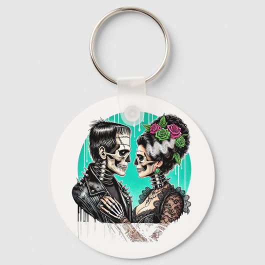 Halloween Lovers Frankenstein Skeleton For Men Wom Schlüsselanhänger (Vorderseite)