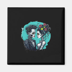 Halloween Lovers Frankenstein Skeleton Magnet