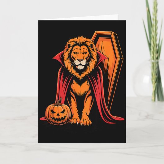 Halloween-Löwe-Sarg Löwen  Karte (Vorderseite)