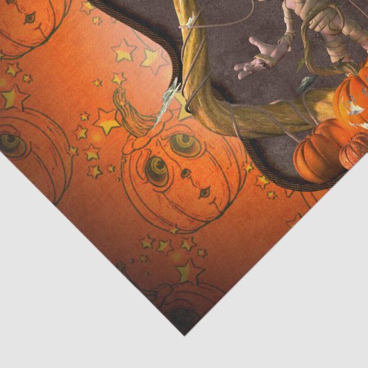 Halloween, lustige Mama mit Kürbis Seidenpapier (Ausschnitt)