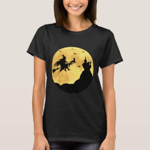 Halloween Lustiger Dachshund Reitet Besen Mit H T-Shirt