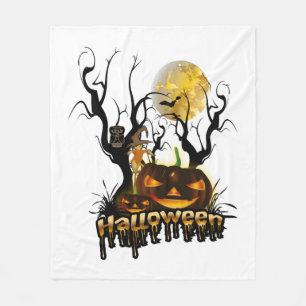 Halloween lustiger Kürbis mit Eule Fleecedecke