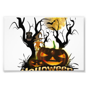 Halloween lustiger Kürbis mit Eule Fotodruck