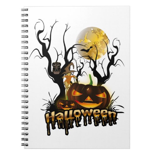 Halloween lustiger Kürbis mit Eule Notizblock (Vorderseite)
