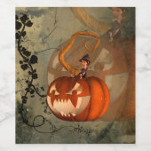 Halloween, lustiger Kürbis Weinetikett (Einzelnes Label)