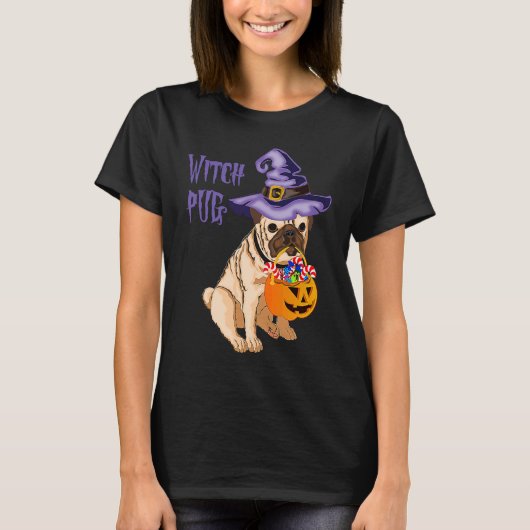 Halloween lustiger Mops mit süß oder sauer Tracht T-Shirt (Vorderseite)