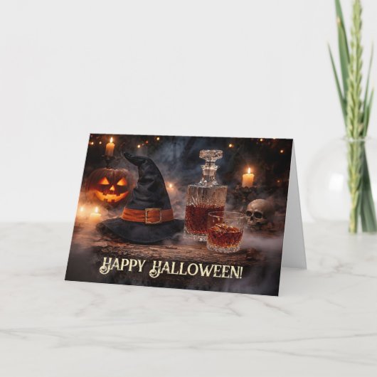 Halloween Lustiger Whiskey Prost Karte (Vorderseite)
