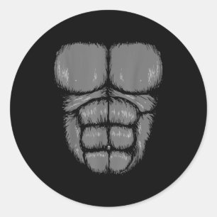 Halloween lustiges Gorilla-Affen-Bauch-Brust-Kostü Runder Aufkleber