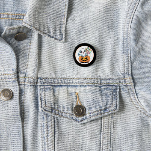 Halloween-Lutscher-Geist auf Kürbis-Abzeichen Button