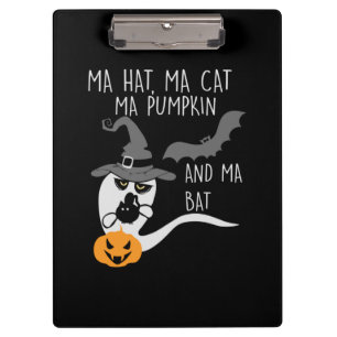 Halloween Ma Hat Ma Cat Birthday Klemmbrett