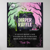 Halloween Mädchen Baby Shower Windel-Raffle-Schild Poster (Vorne)