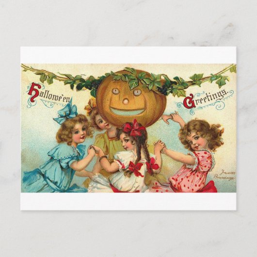 Halloween Mädchen Feiertagspostkarte (Vorderseite)