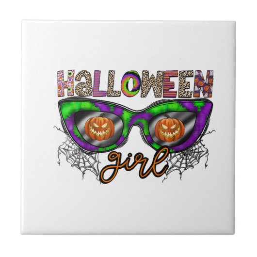 Halloween-Mädchen Fliese (Vorderseite)