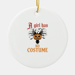 Halloween-Mädchen Hat Kein Kostüm-Kürbis Keramik Ornament