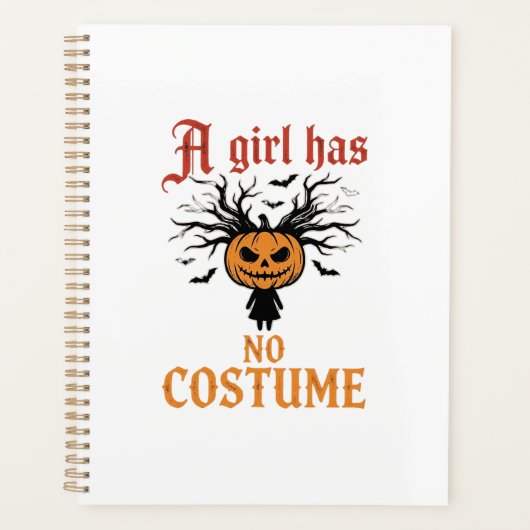 Halloween-Mädchen Hat Kein Kostüm-Kürbis Planer (Vorderseite)