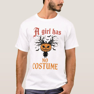 Halloween-Mädchen Hat Kein Kostüm-Kürbis T-Shirt