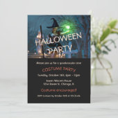 Halloween-Mädchen im Wald - Einladung (Stehend Vorderseite)