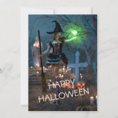 Halloween-Mädchen im Wald - Einladung (Rückseite)