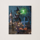 Halloween-Mädchen im Wald Puzzle (Vertikal)