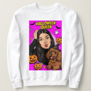 Halloween-Mädchen mit Pudel Sweatshirt