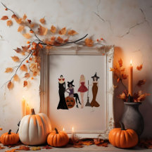 Halloween-Mädchen, Modekizze, Hexen,