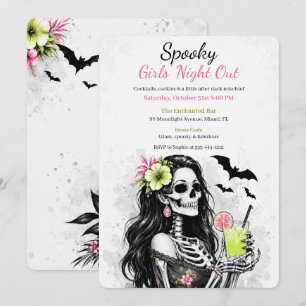 Halloween Mädchen Nacht Gruselige Cocktailparty Einladung
