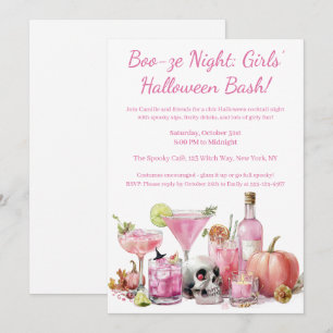 Halloween Mädchen Nacht Rosa Cocktailparty Einladung