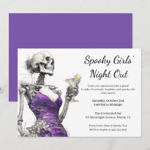 Halloween Mädchen Nacht Spuk Cocktailparty Einladung